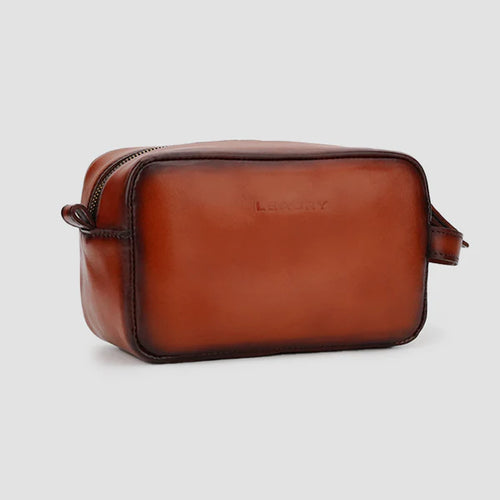 Leaury™ Calf Crust Leather Toiletry Bag