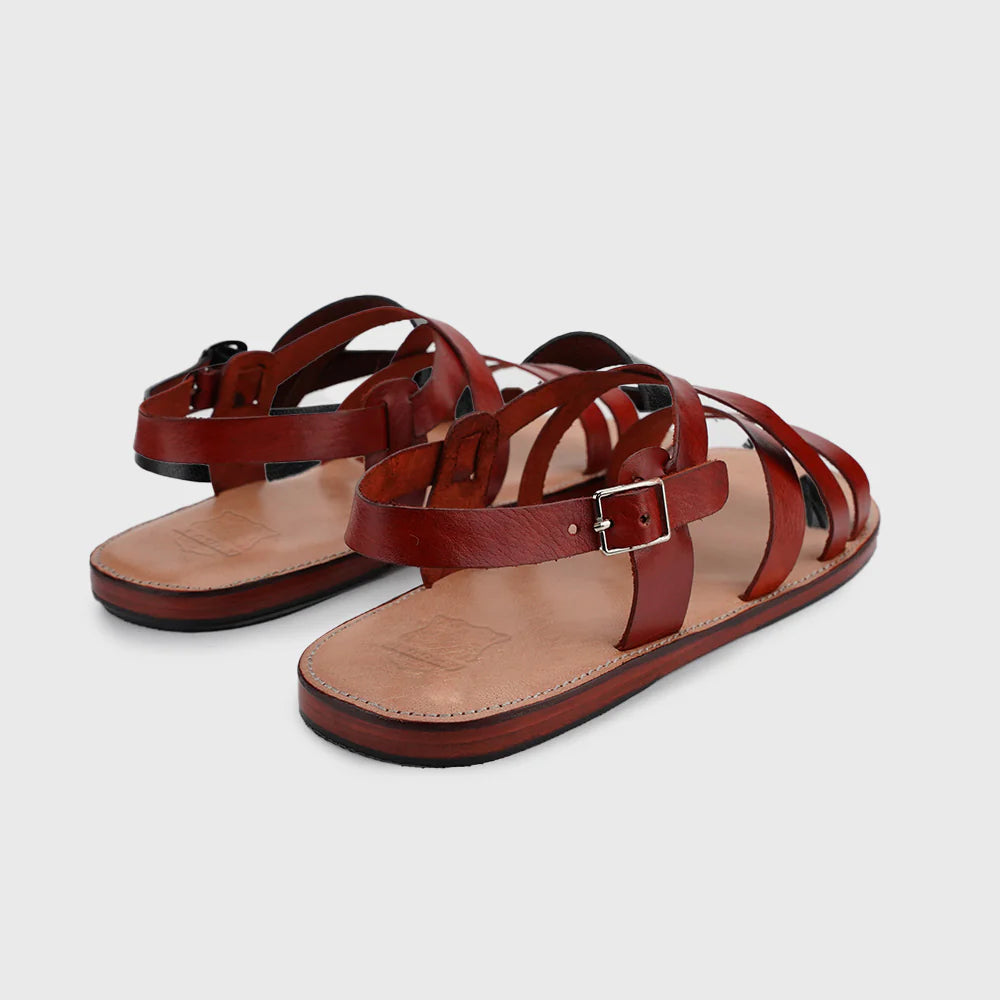 Leaury™ Full Grain Leather Cross-Strap Sandals
