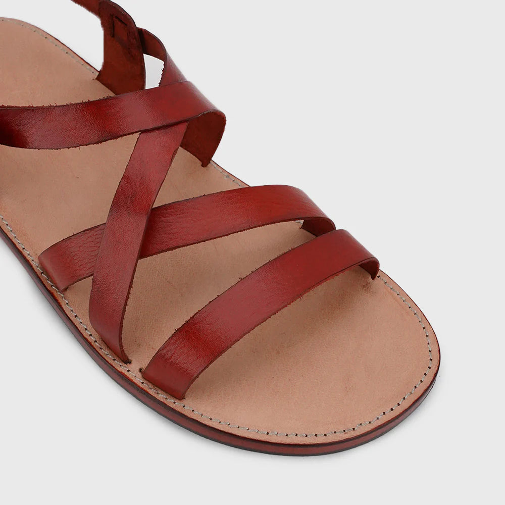 Leaury™ Full Grain Leather Cross-Strap Sandals
