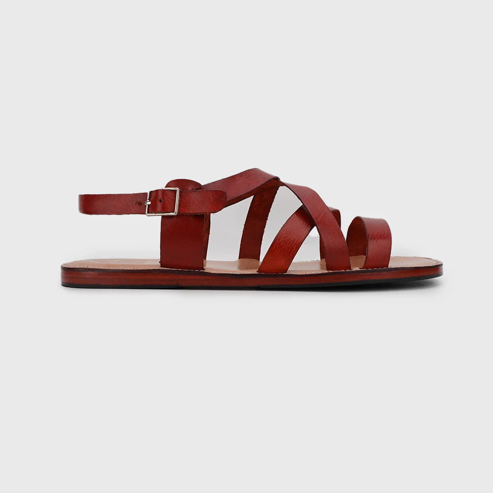 Leaury™ Full Grain Leather Cross-Strap Sandals