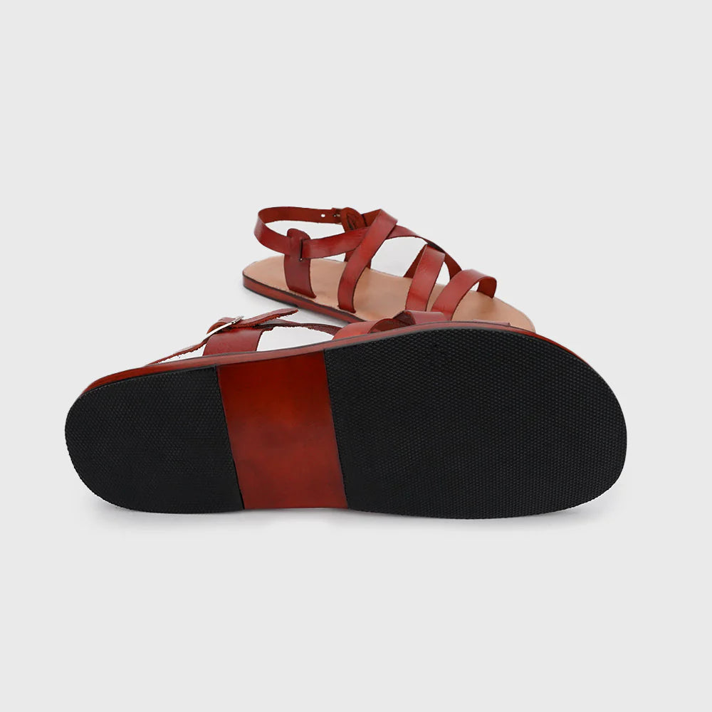 Leaury™ Full Grain Leather Cross-Strap Sandals