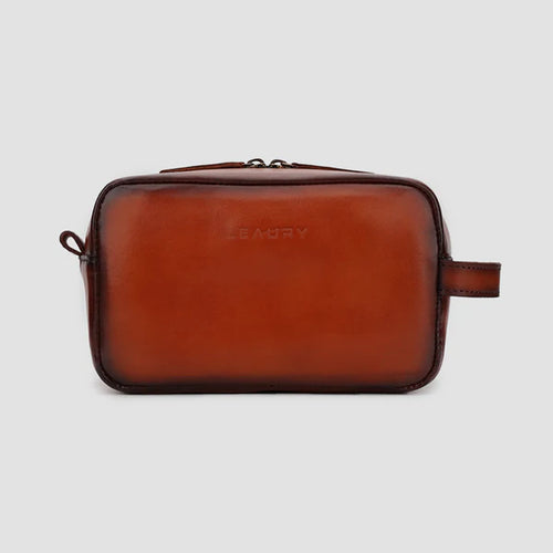 Leaury™ Calf Crust Leather Toiletry Bag