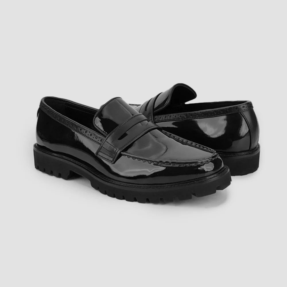 Leaury™ Patent Leather Modern Penny Loafers
