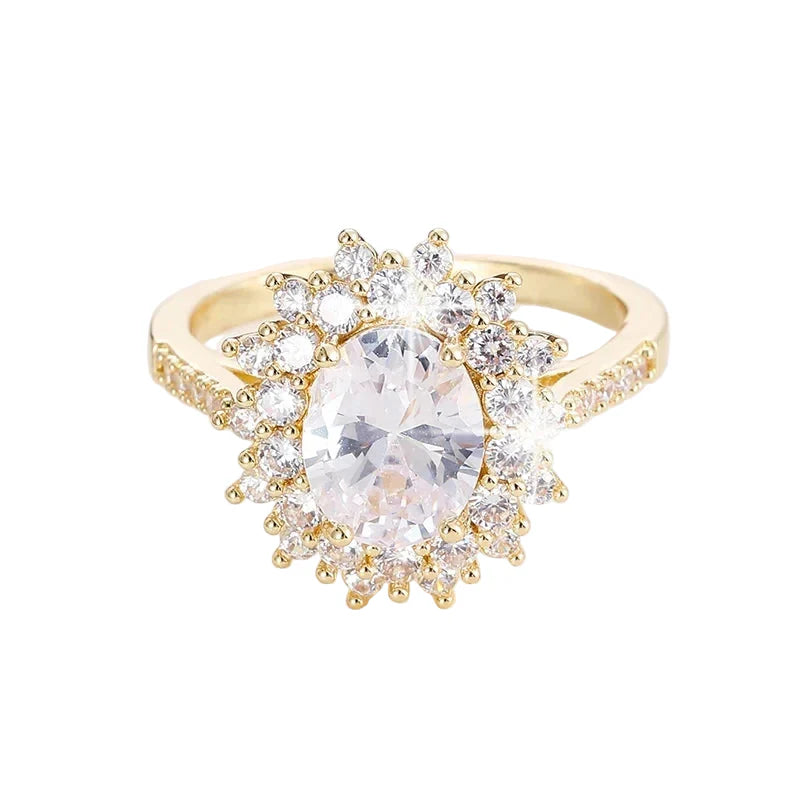 Crystal Oval Cubic Zirconia Stone Ring