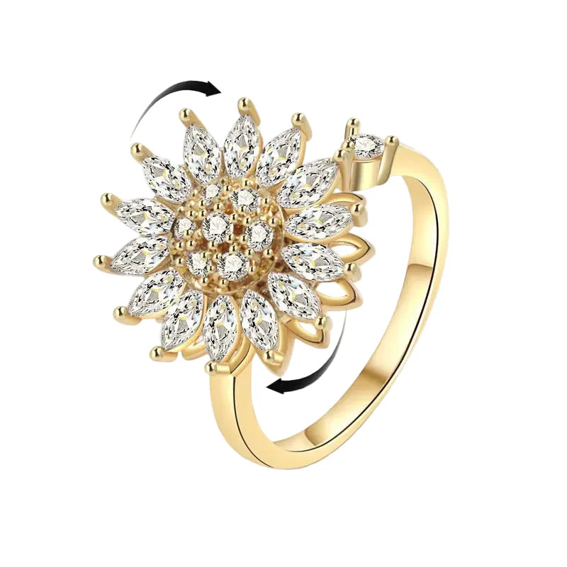 Crystal Sunflower Rotate Ring