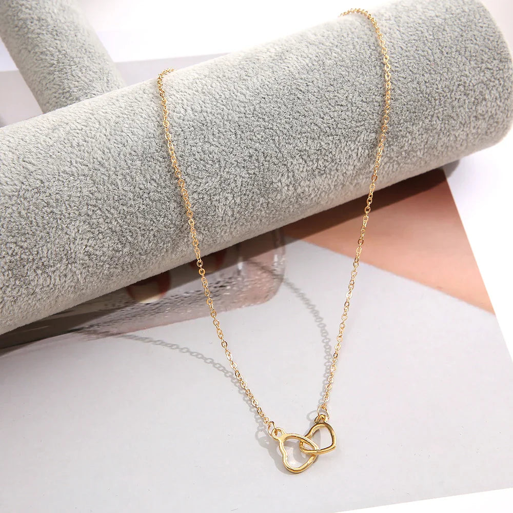 Double Heart Clavicle Necklace