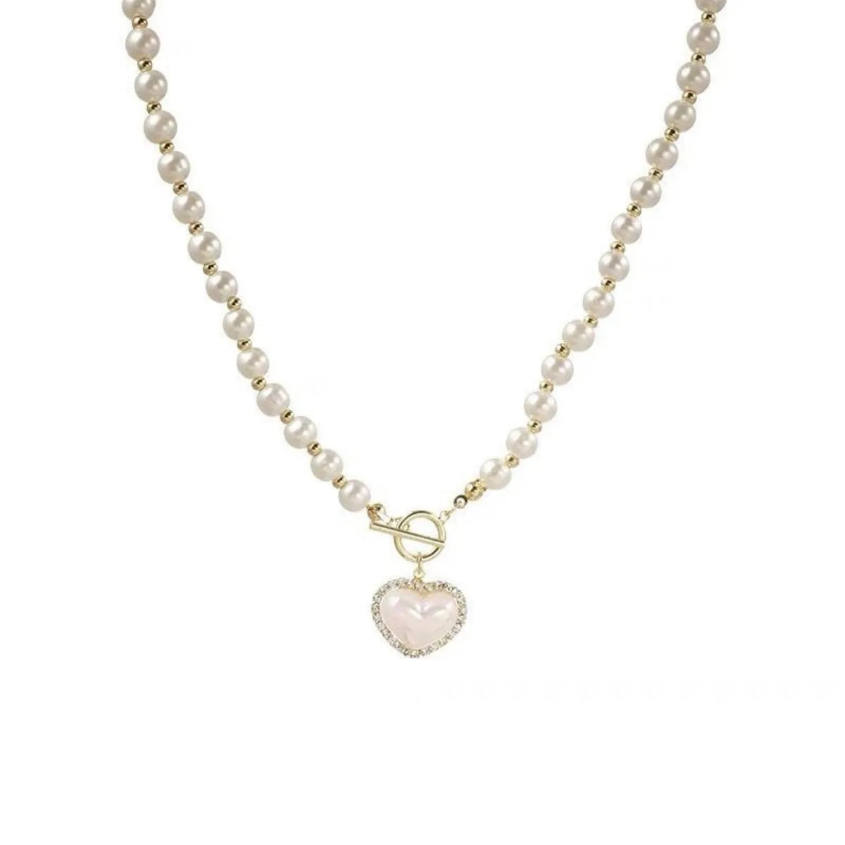 Heart Pendant Pearl Necklace
