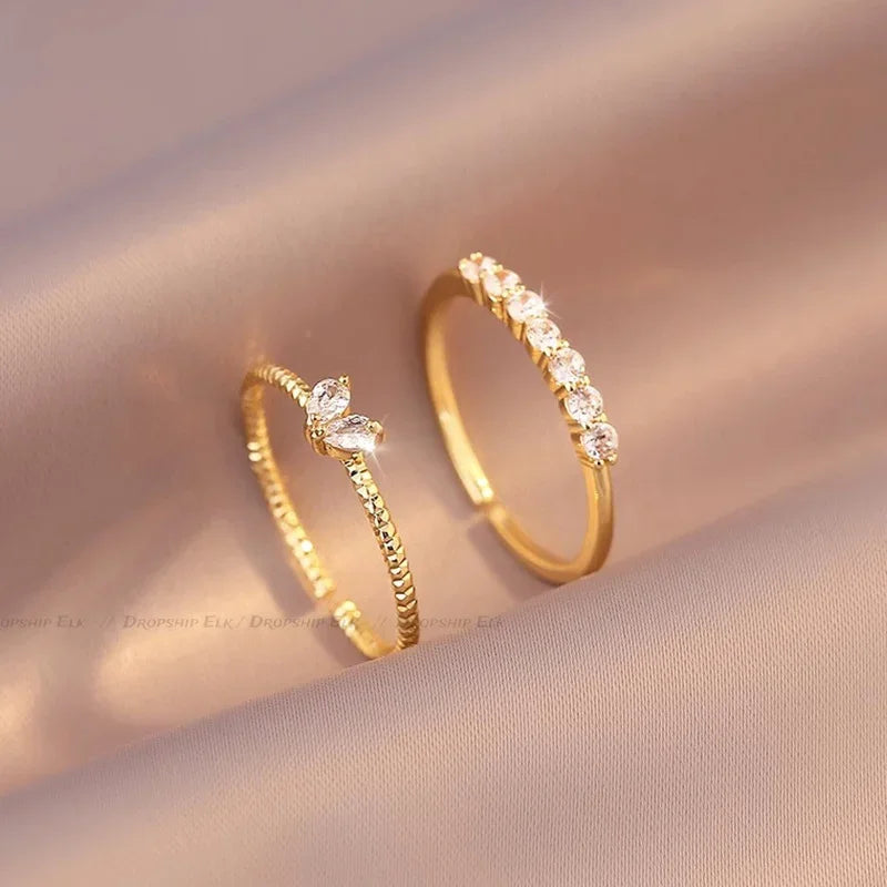 Heart Zircon Rings Set (2pcs/set)
