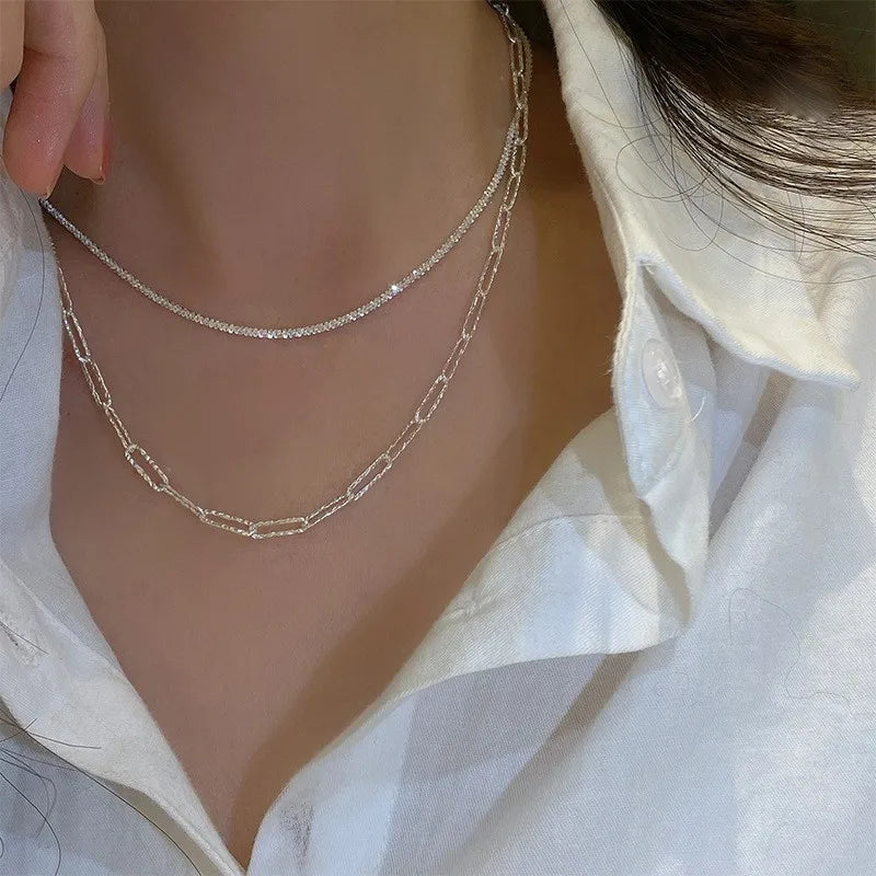 Minimal Sparkle Clavicle Necklace