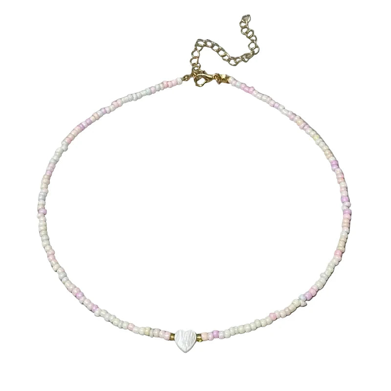 Nature Heart Bead Choker Necklace