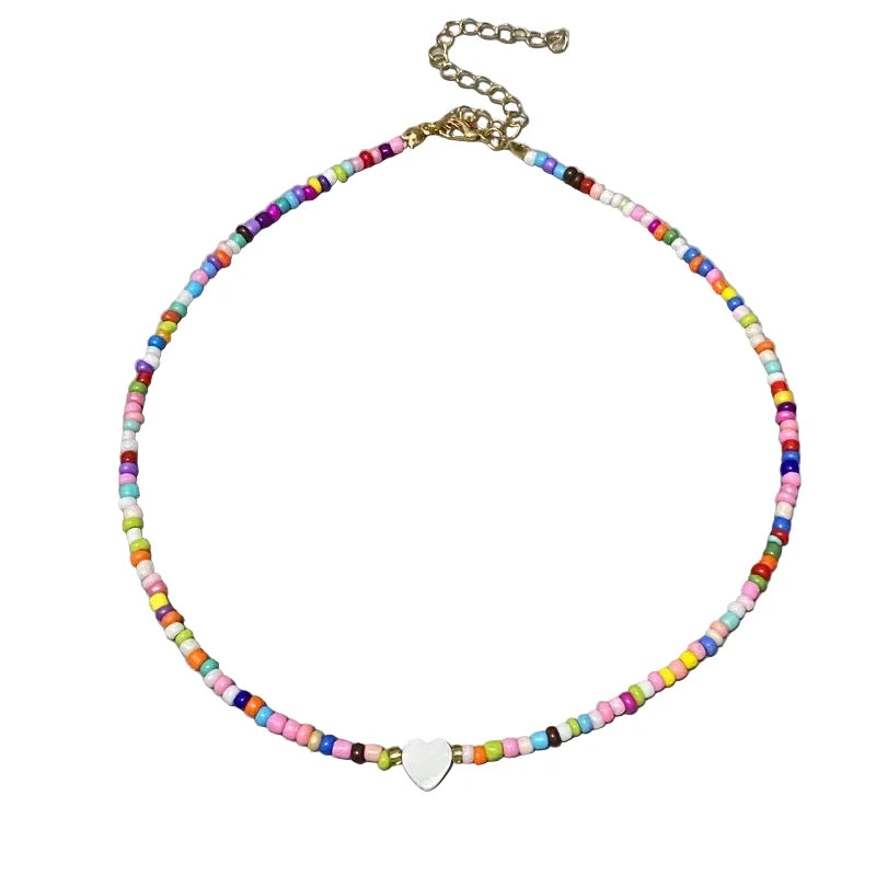 Nature Heart Bead Choker Necklace