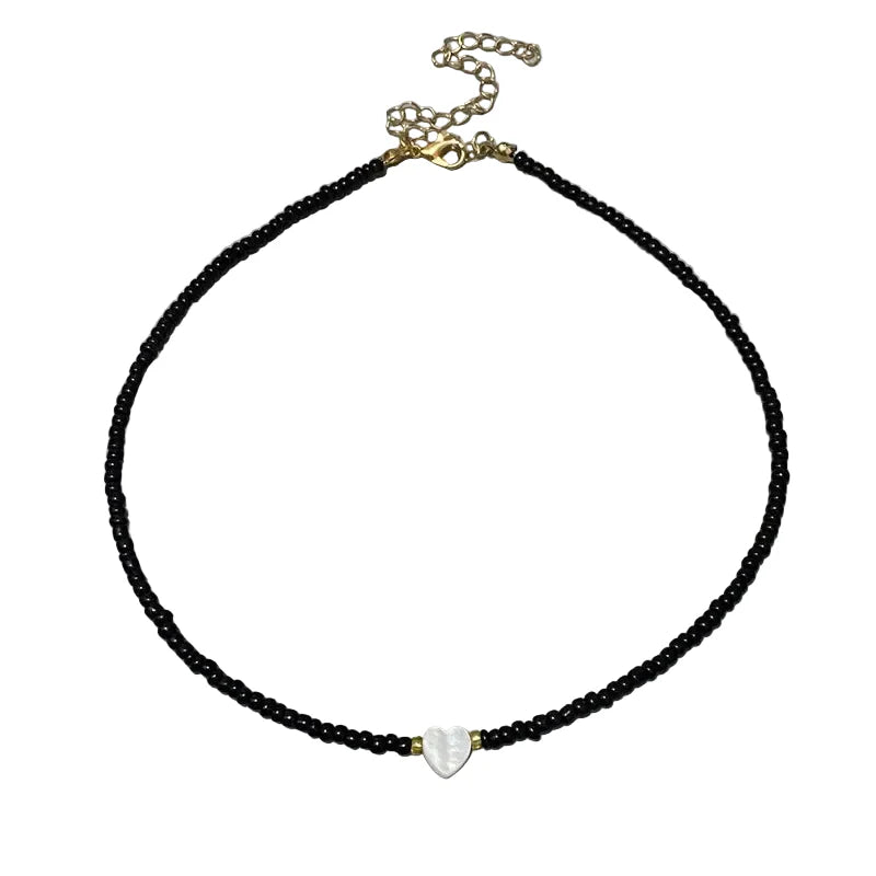 Nature Heart Bead Choker Necklace