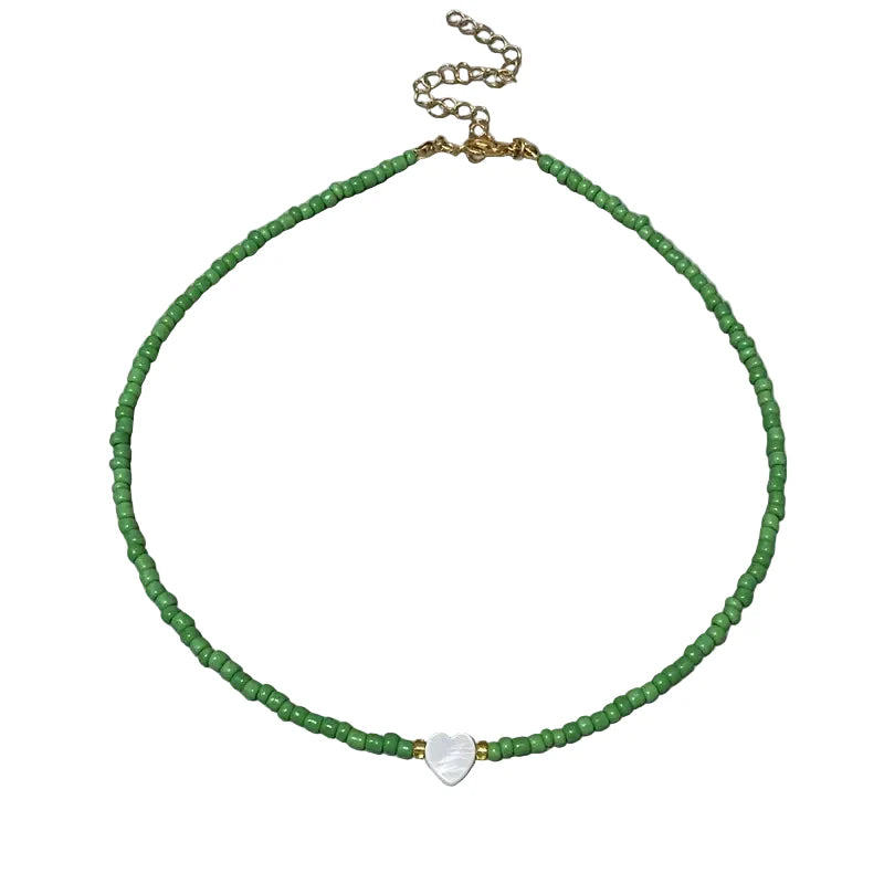 Nature Heart Bead Choker Necklace