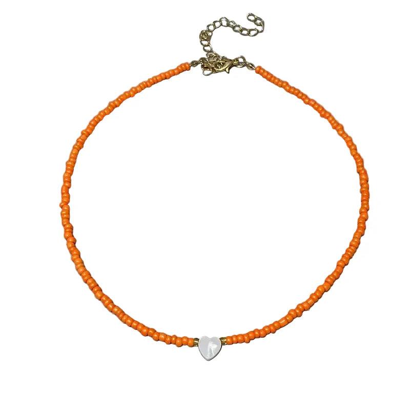 Nature Heart Bead Choker Necklace