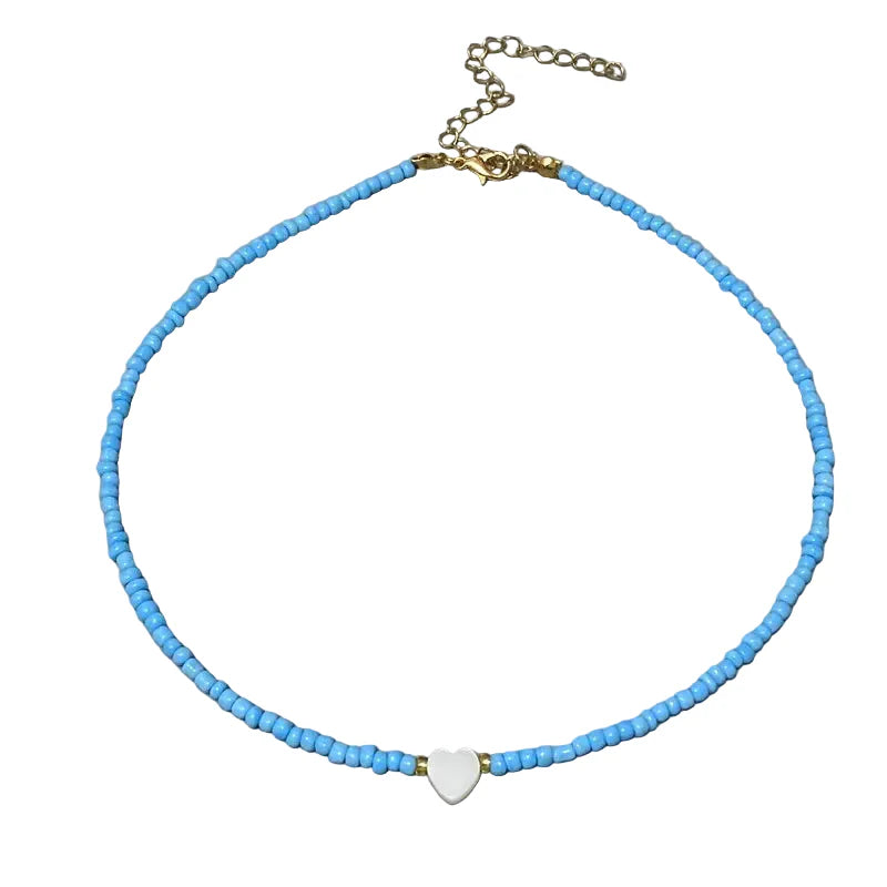 Nature Heart Bead Choker Necklace