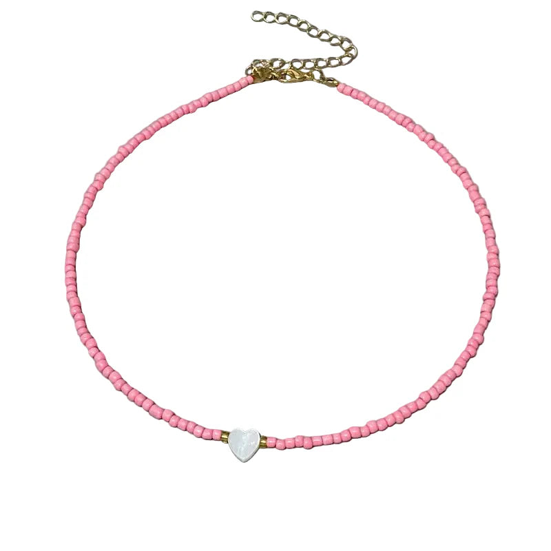 Nature Heart Bead Choker Necklace