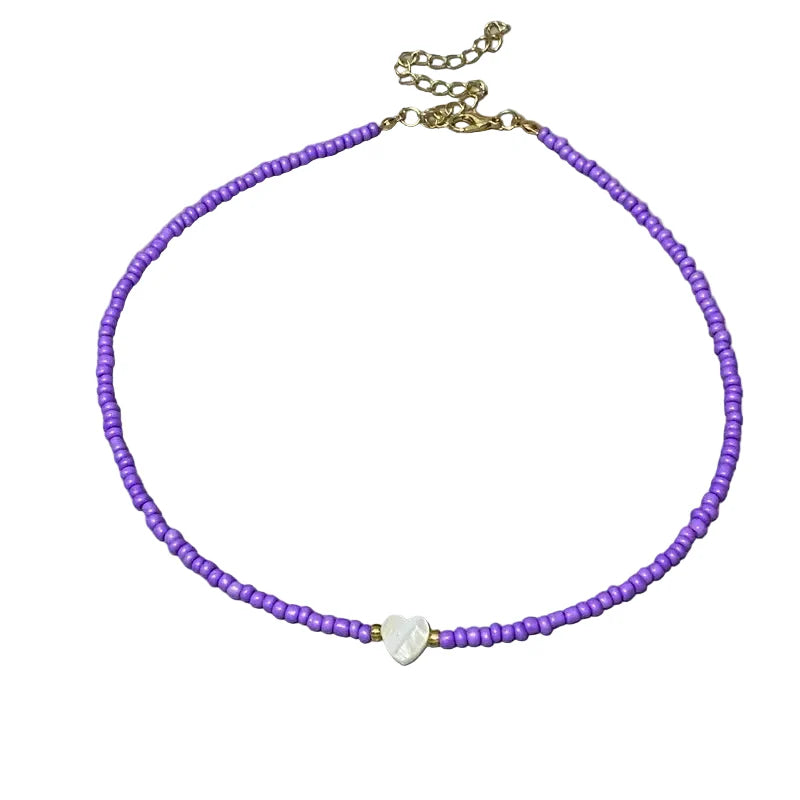 Nature Heart Bead Choker Necklace