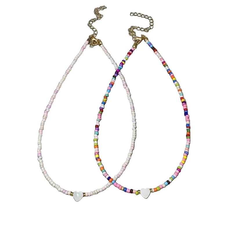 Nature Heart Bead Choker Necklace