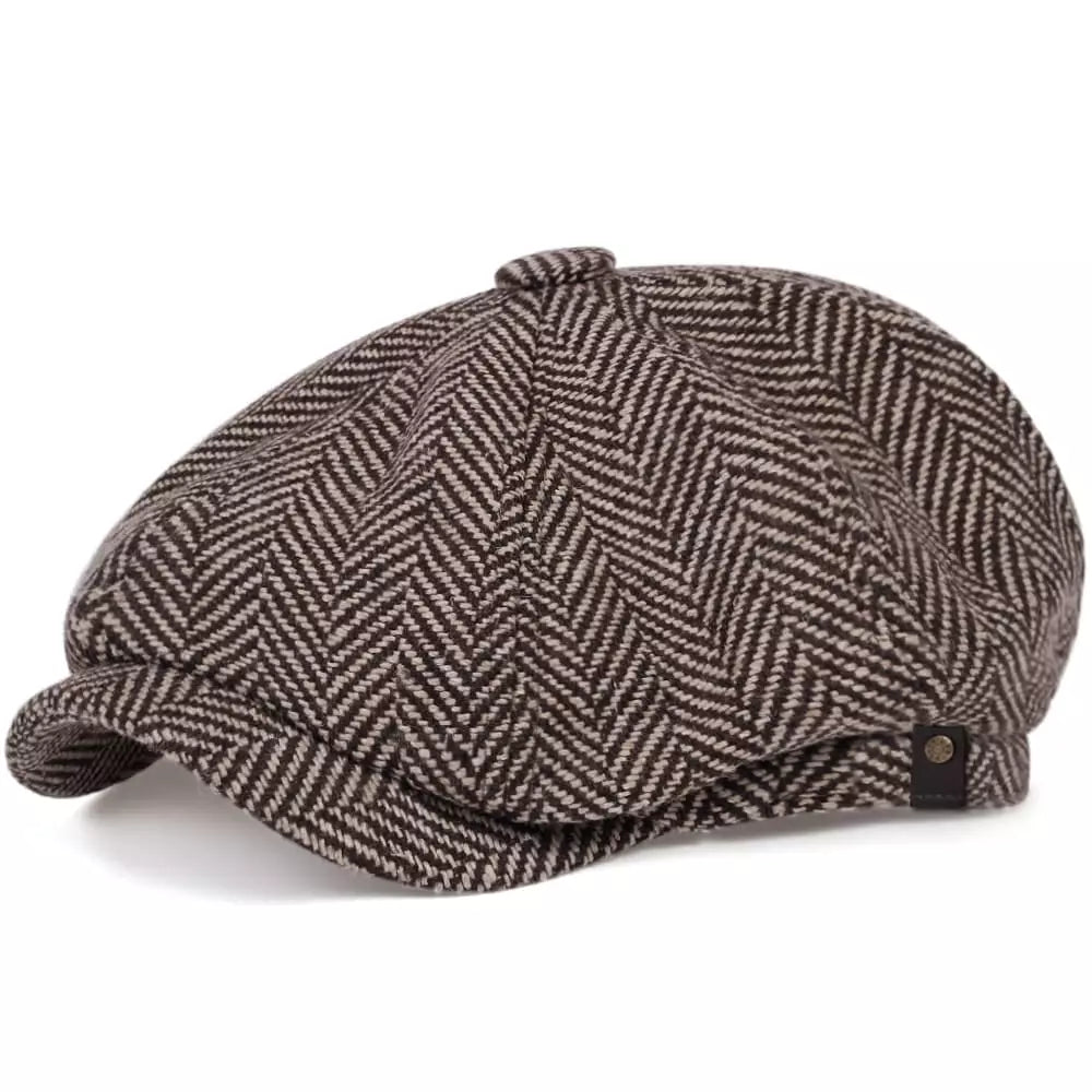 Shelby Herringbone Newsboy Cap
