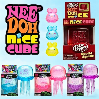 NeeDoh Nice Cube | Stress Ball Sensory Squeeze Toy Fidget Velvet | fuzzy ball | jelly fish | Texture Squishy